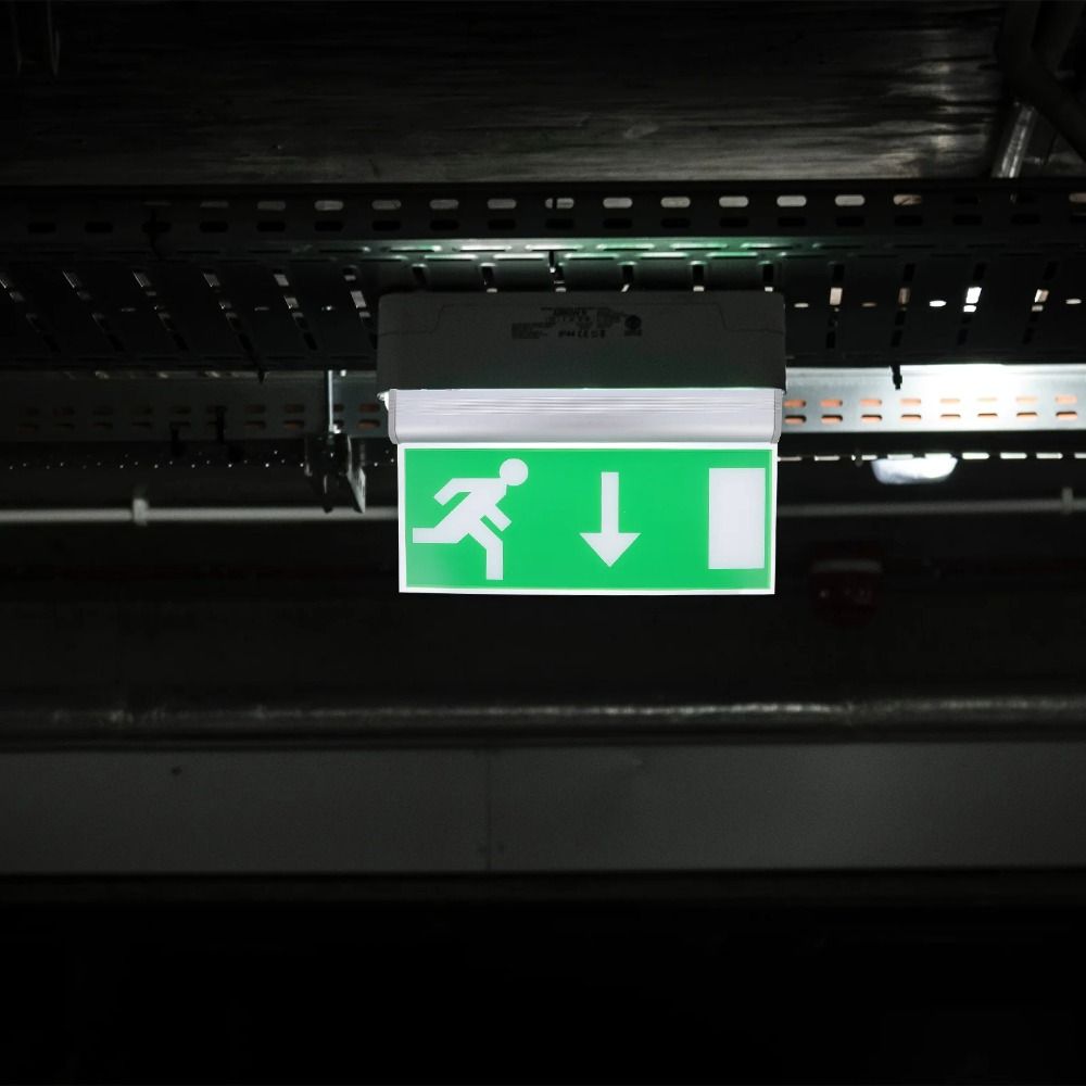 Emergency Exit Sign - Komercyjna lampa LED ostrzegawcza, zielona żarówka,