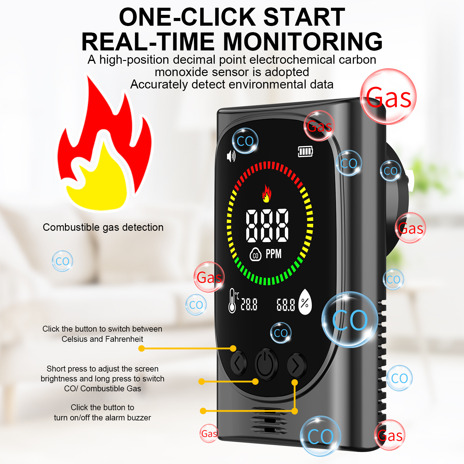 Detektor gazu 4-w-1: CO, gazy  – Co Detector Plug recenzja i cena